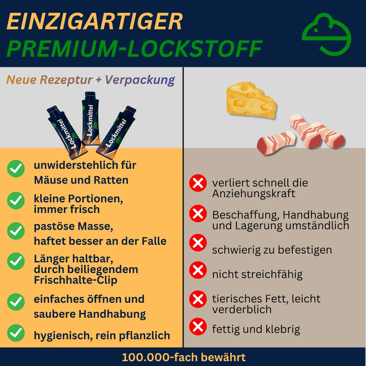 Köder / Lockmittel für Mausefallen - Neue Rezeptur - Neue Verpackung